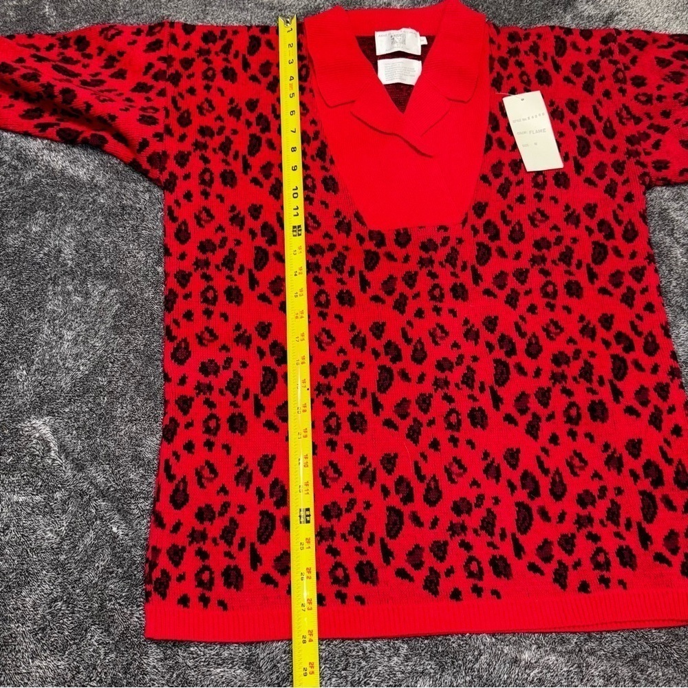 NWT Anne Klein knit wear wool Red Leopard Sweater size medium - Picture 5 of 10